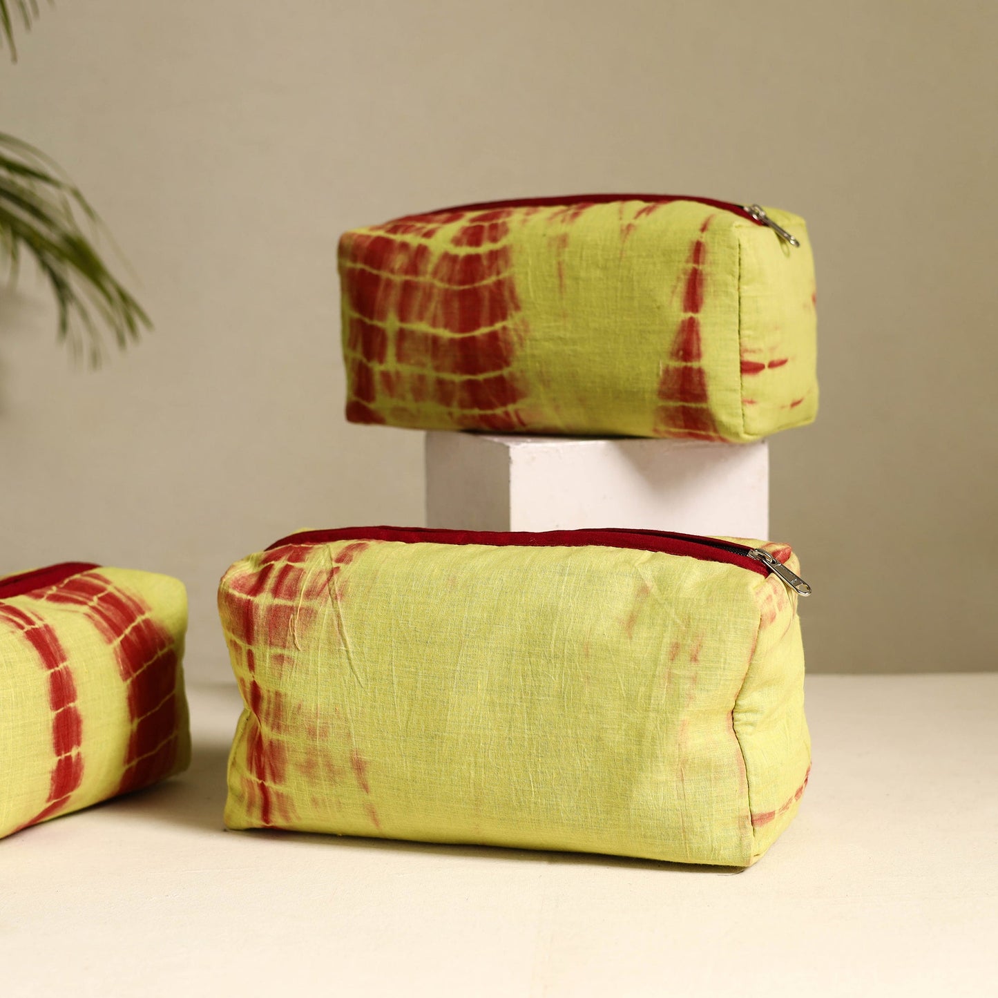  Yellow Handmade Cotton Toiletry Bags (Set of 3)