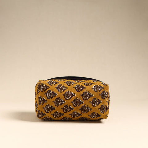  Yellow Handmade Cotton Toiletry Pouch 