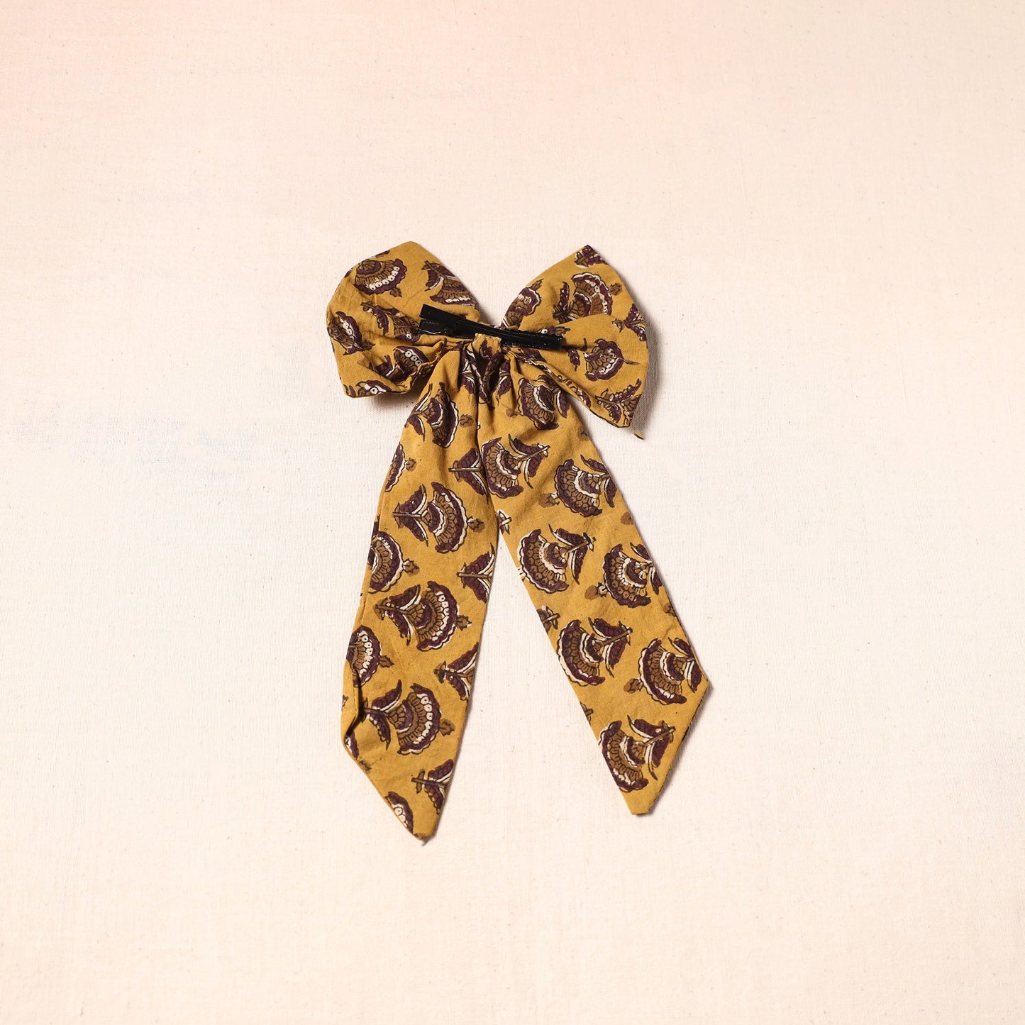 Yellow - handmade fabric bow hair clip 30 - handcrafted