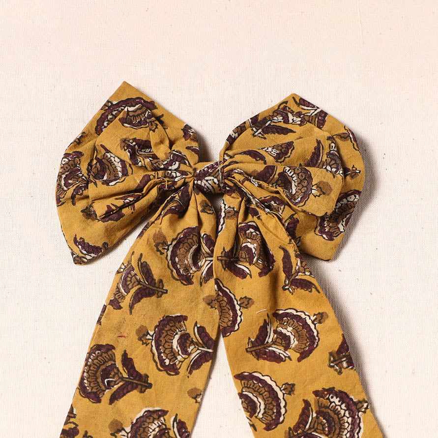 Yellow - handmade fabric bow hair clip 30 - handcrafted