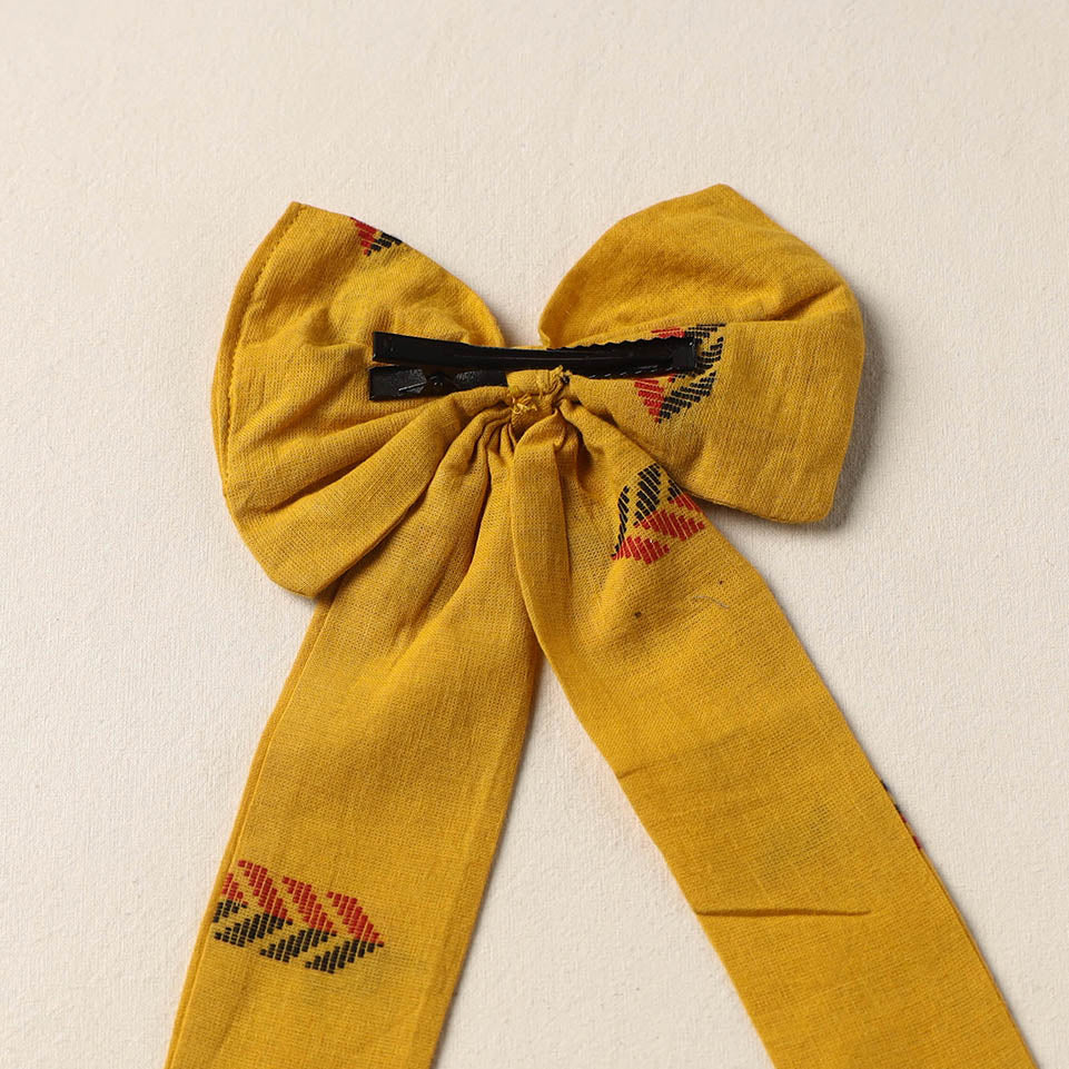 Yellow Handmade Fabric Bow Hair Clip