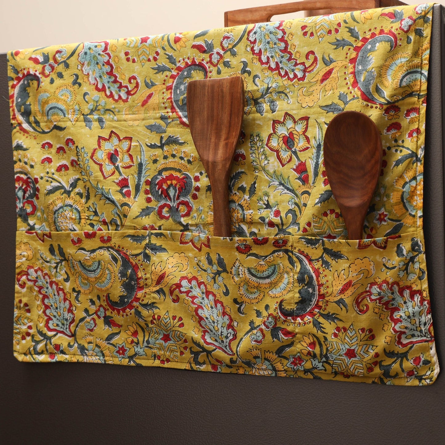 Handmade fridge top cover with multiple pockets 05