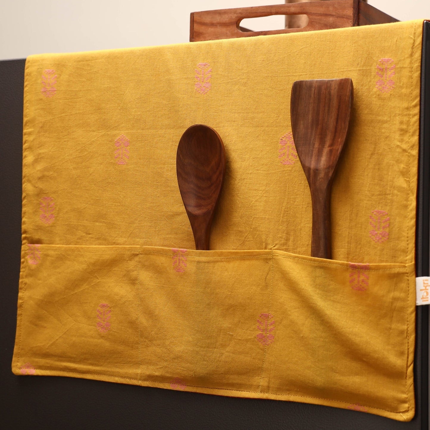 Handmade fridge top cover with multiple pockets 15