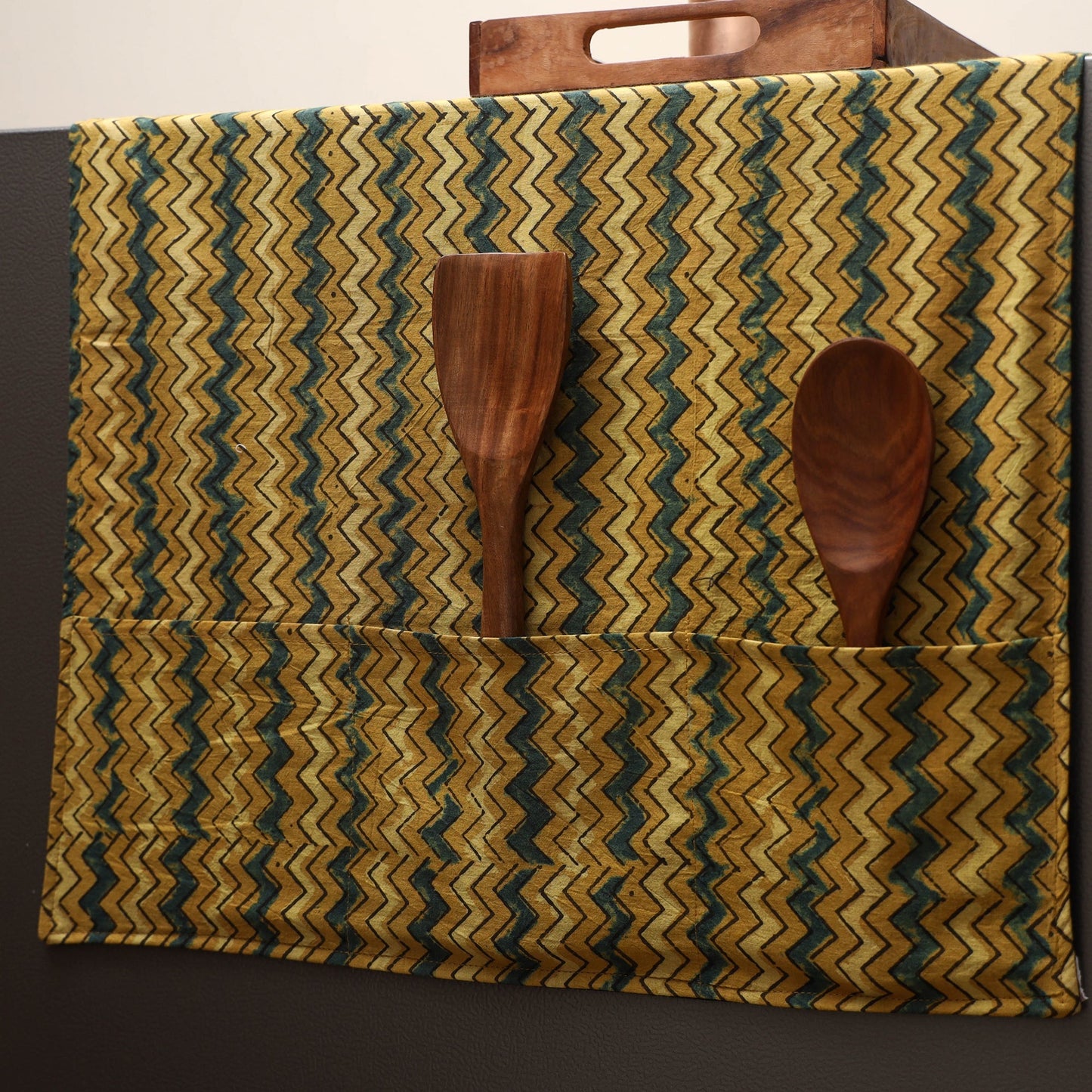 Handmade fridge top cover with multiple pockets 36