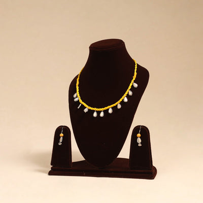 Yellow - handmade german silver necklace set 09