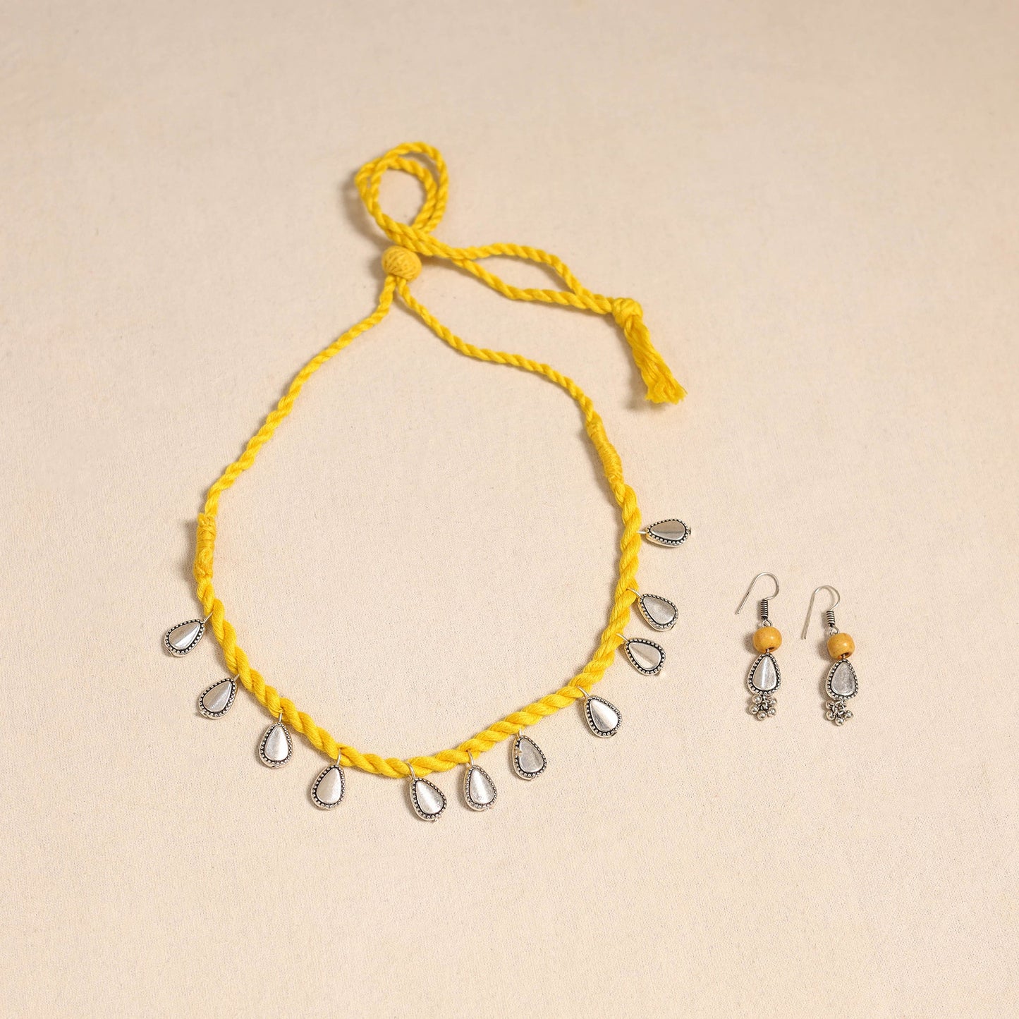 Yellow - handmade german silver necklace set 09