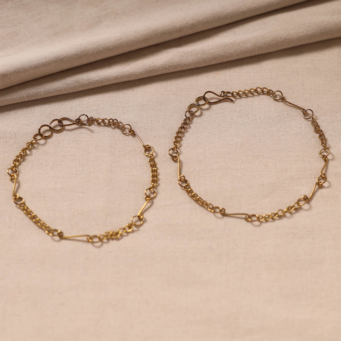 Yellow - handmade molded brass anklet (pair) 06