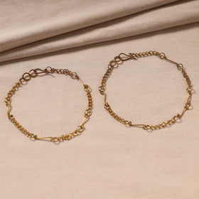 Yellow - handmade molded brass anklet (pair) 06