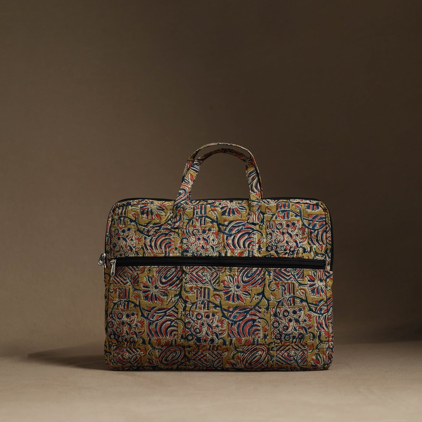  Yellow Handmade Quilted Cotton Laptop Bag (13 x 16 in)