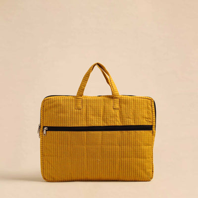  Yellow Handmade Quilted Cotton Laptop Bag