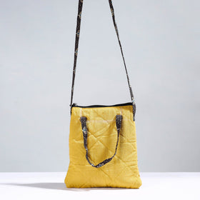 Yellow Handmade Quilted Cotton Sling Bag 02