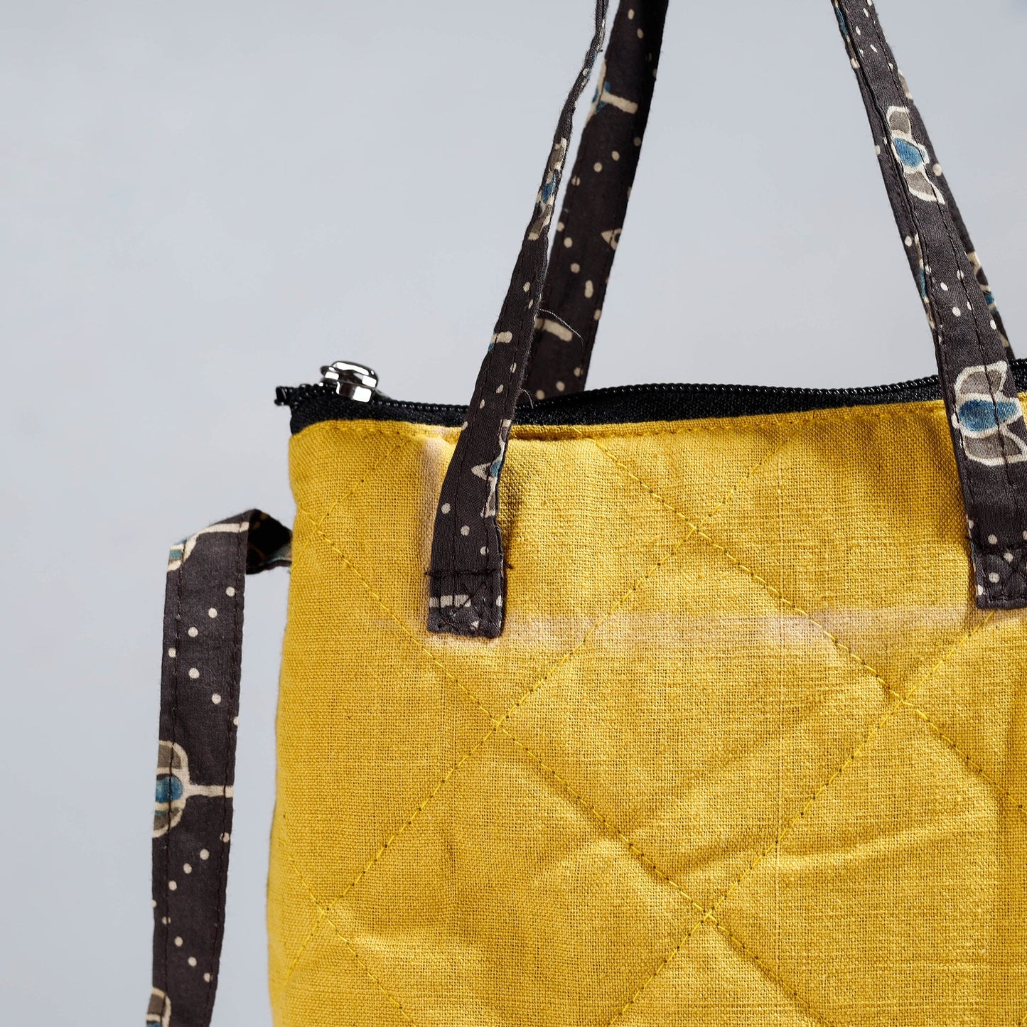 Yellow Handmade Quilted Cotton Sling Bag 02
