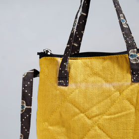 Yellow Handmade Quilted Cotton Sling Bag 02