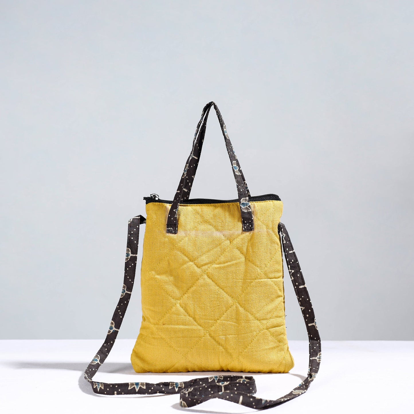 Yellow Handmade Quilted Cotton Sling Bag 02