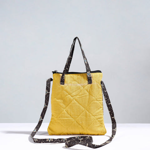 Yellow Handmade Quilted Cotton Sling Bag 02