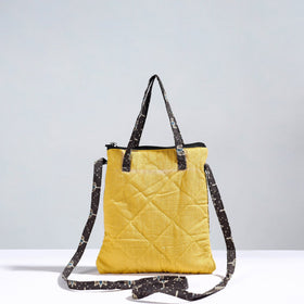 Yellow Handmade Quilted Cotton Sling Bag 02
