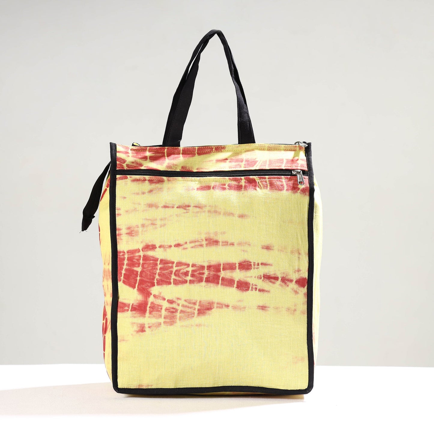Yellow Handmade Shibori Tie-Dye Cotton Shopping Bag