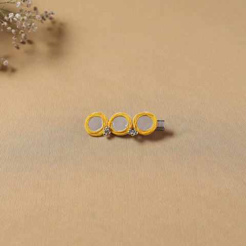 Handmade thread mirror work hair clip 03 - handcrafted