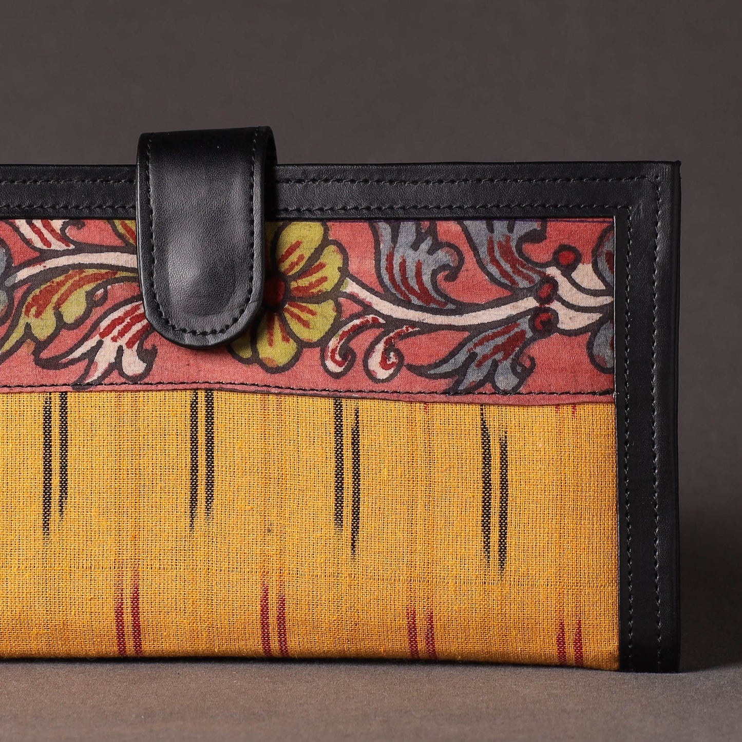 Yellow Handpainted Kalamkari Natural Dyed Cotton Clutch