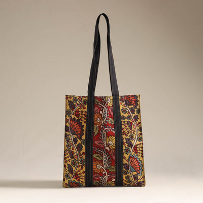 Yellow Handpainted Kalamkari Natural Dyed Cotton Shoulder Bag 