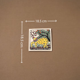 Handpainted madhubani painting by hira devi (7 x 7 in) 179