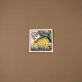 Handpainted madhubani painting by hira devi (7 x 7 in) 179