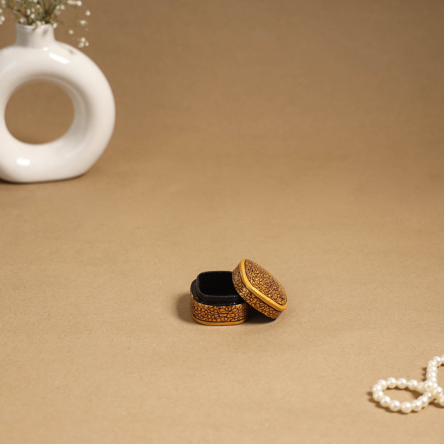 Yellow - handpainted paper mache multipurpose box 03