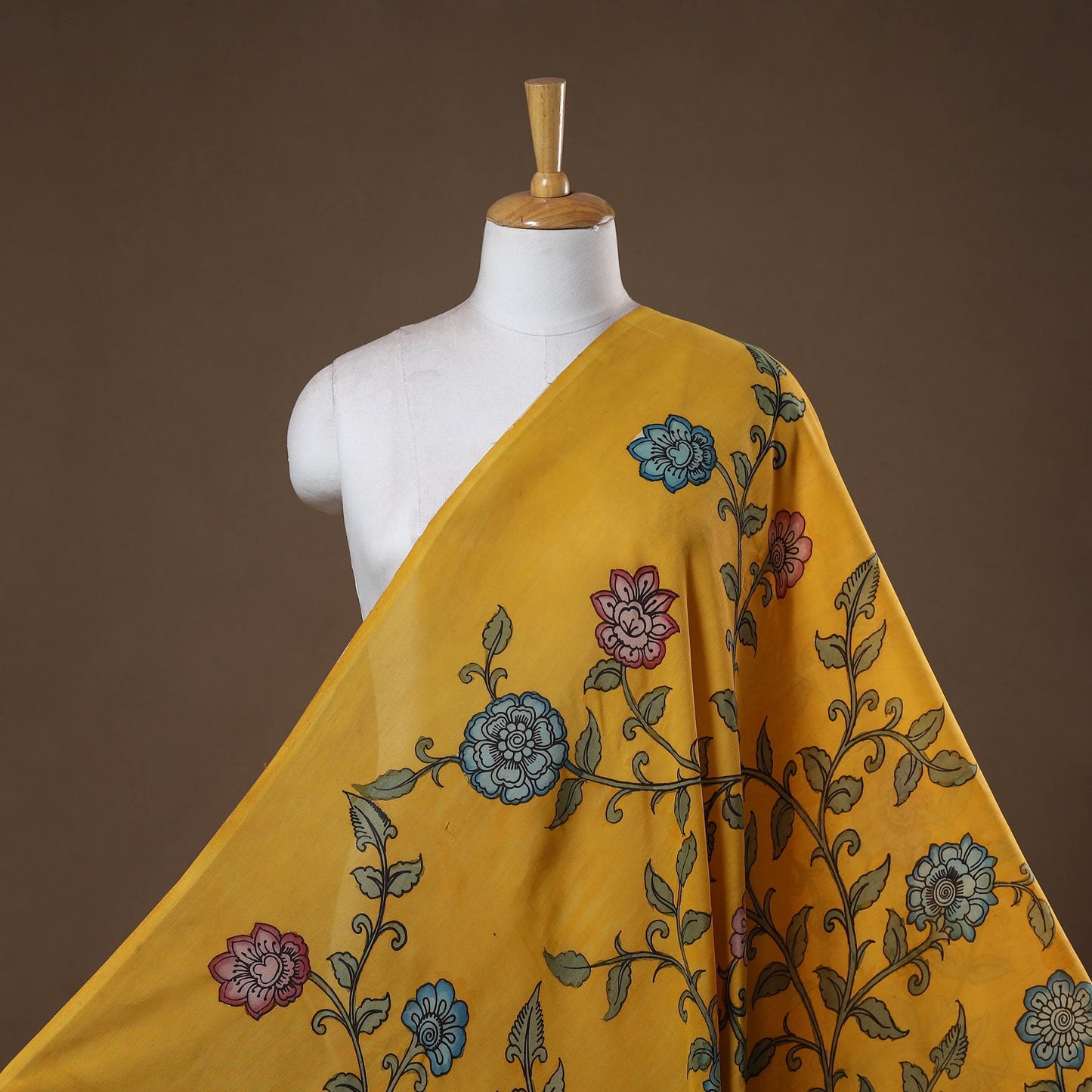 Handpainted srikalahasti silk cotton pen kalamkari fabric