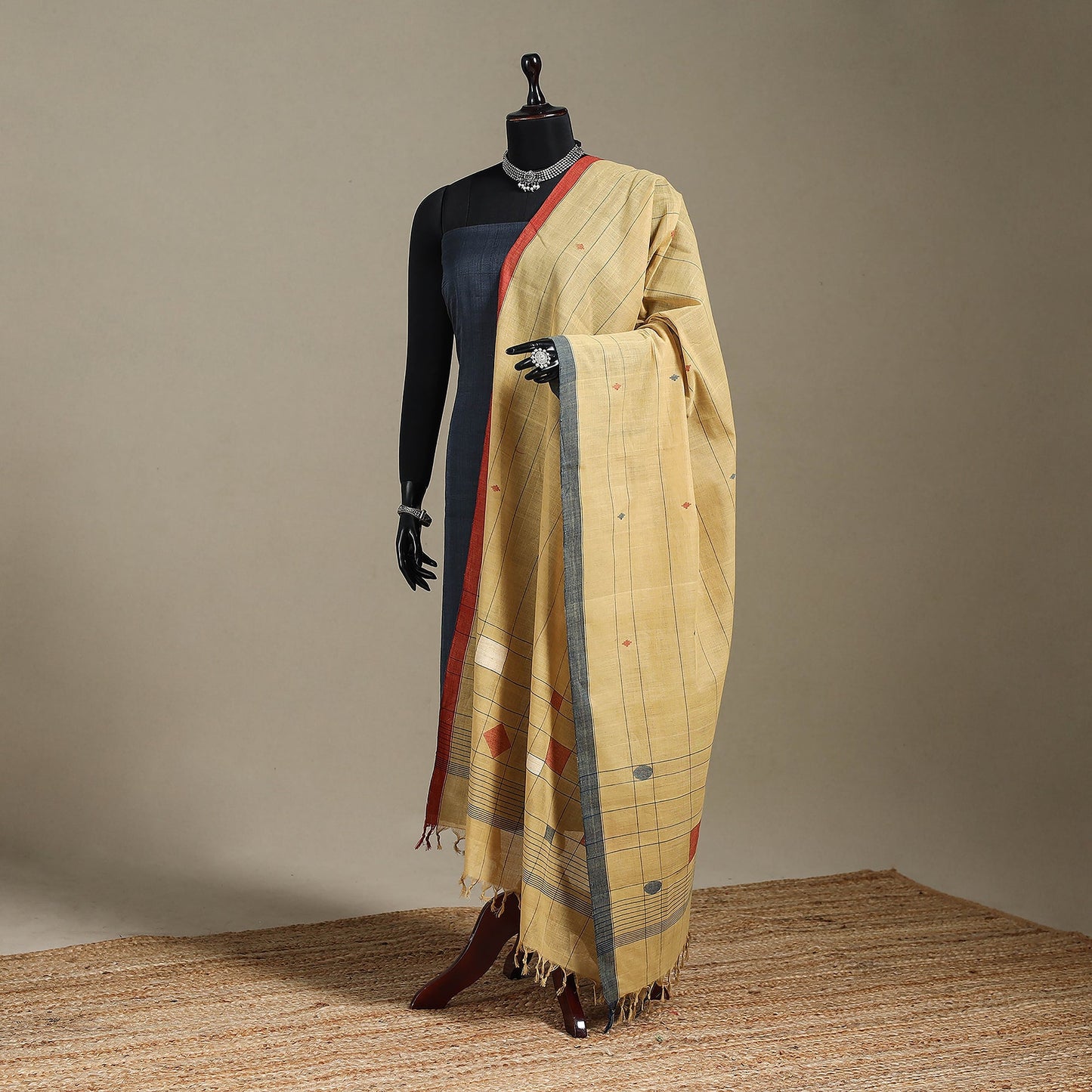 Peach - handspun handloom buti natural dyed cotton