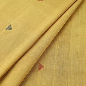 Yellow Handspun Handloom Natural Dyed Cotton Jamdani Fabric