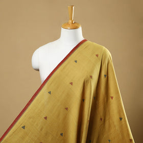Yellow Handspun Handloom Natural Dyed Cotton Jamdani Fabric