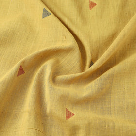Yellow Handspun Handloom Natural Dyed Cotton Jamdani Fabric
