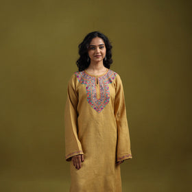 Handwoven aari hand embroidered kashmiri merino wool pheran