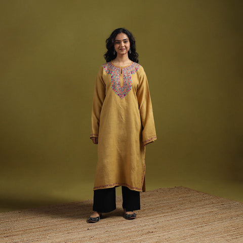 Handwoven aari hand embroidered kashmiri merino wool pheran