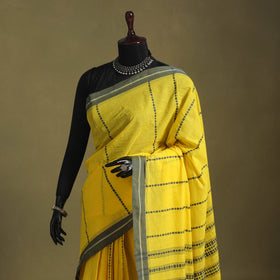 Yellow - handwoven cotton begumpuri saree 07 - handcrafted