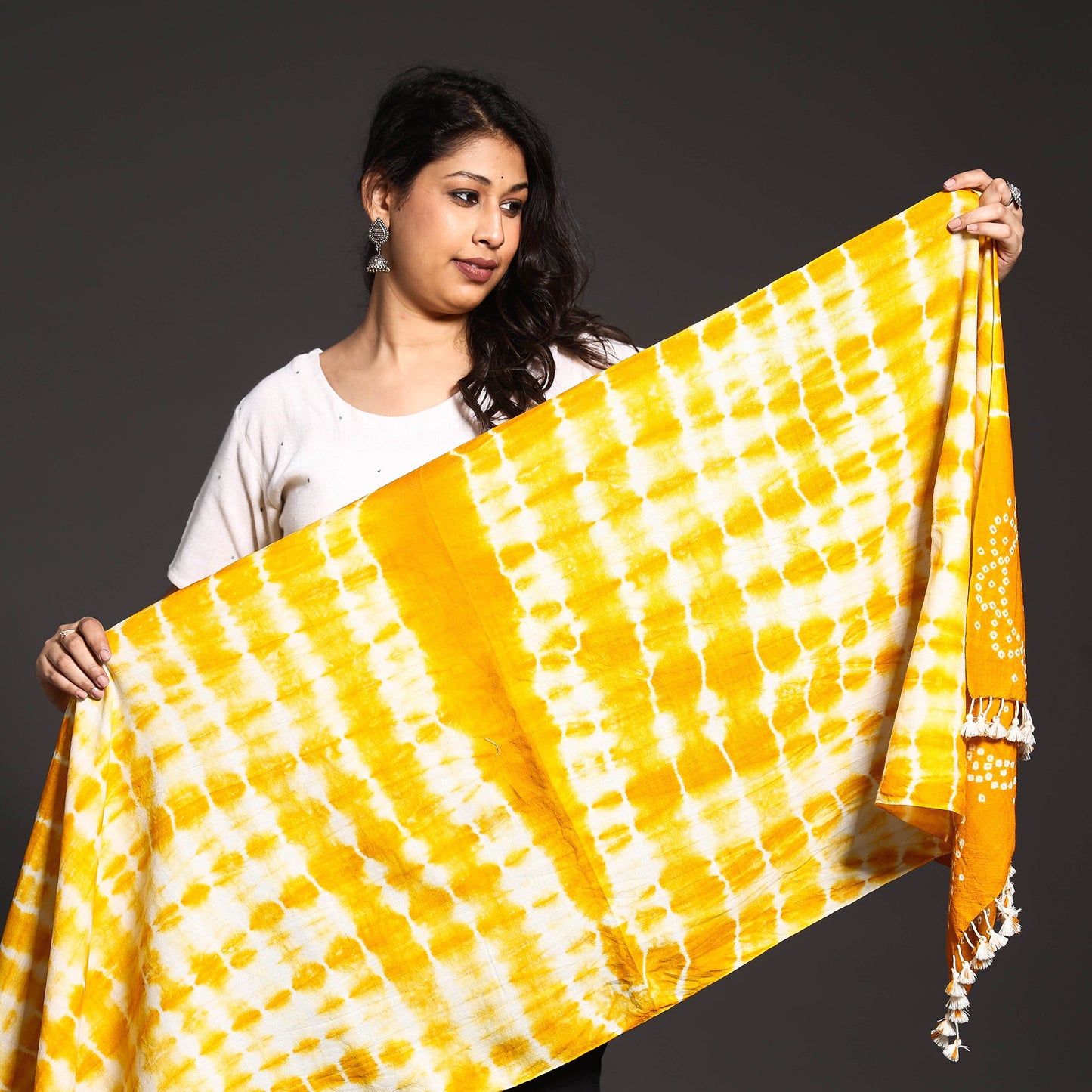  Handwoven Tie-Dye Merino Wool Shibori & Bandhani stole