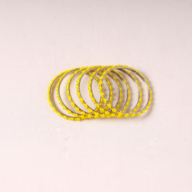  Hapur Flower Beadwork Bangles by Aagaz (Set of 6) 