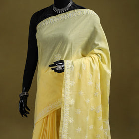Heavy hand embroidered terivoile cotton lucknow chikan