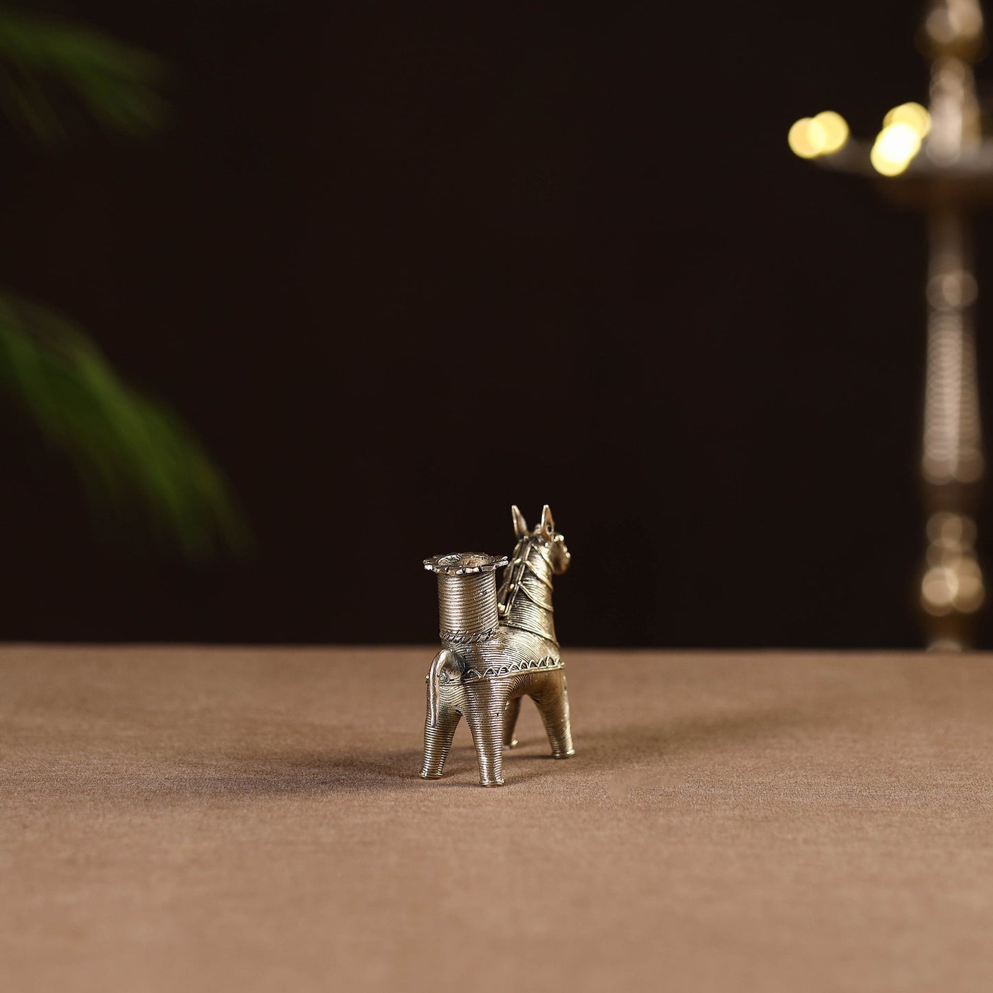 Horse - tribal odisha dokra handmade candle stand 08