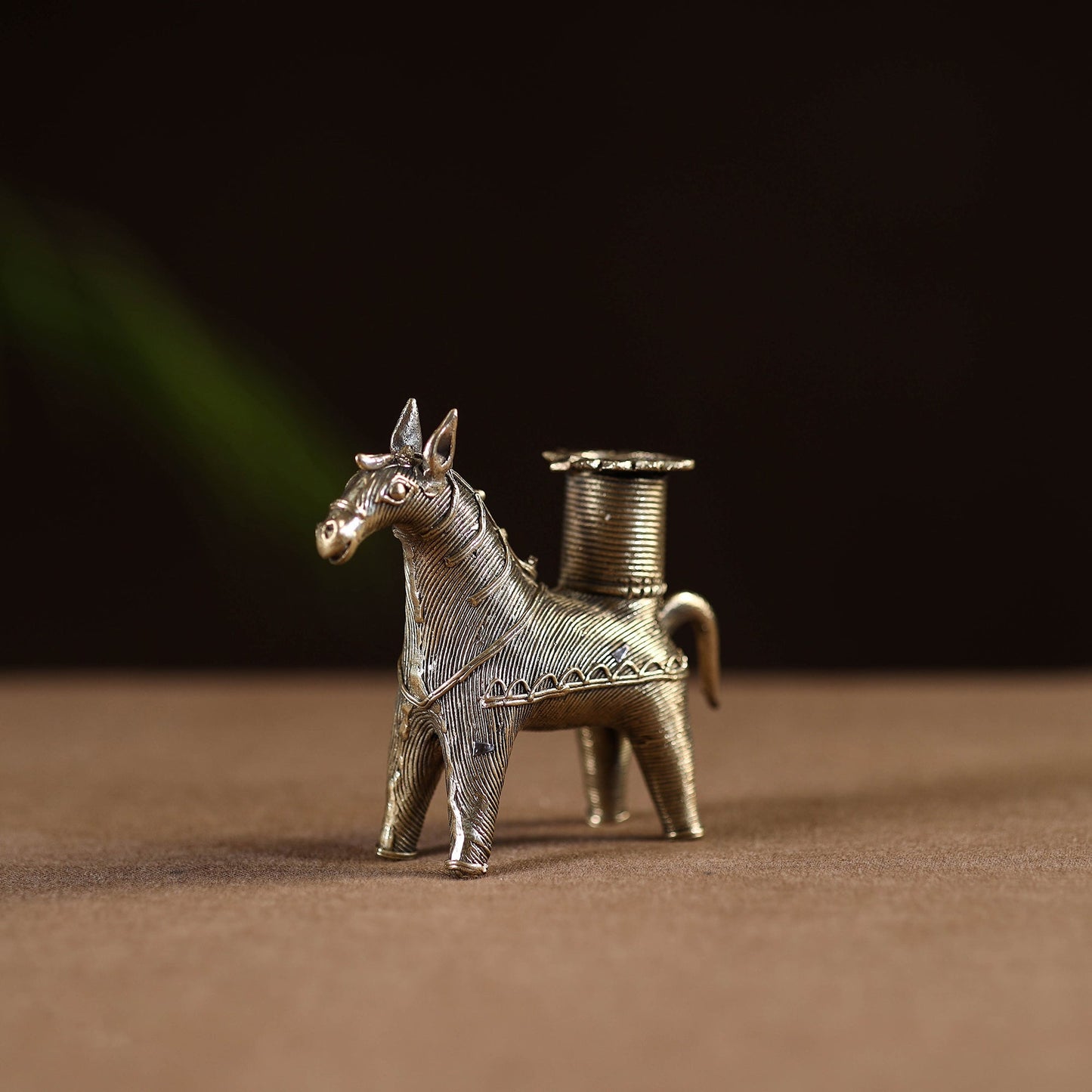 Horse - tribal odisha dokra handmade candle stand 08