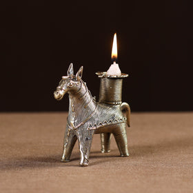 Horse - tribal odisha dokra handmade candle stand 08