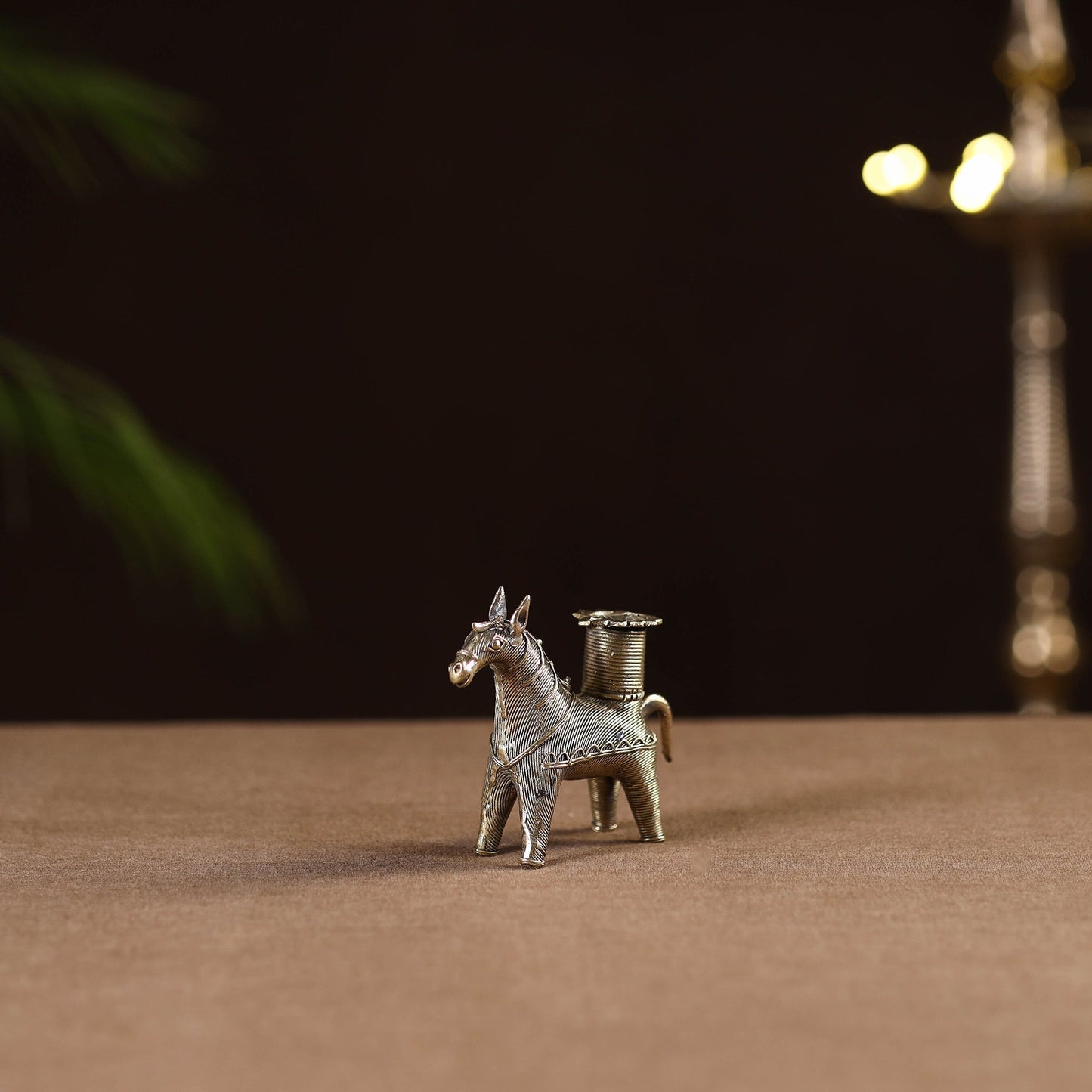 Horse - tribal odisha dokra handmade candle stand 08