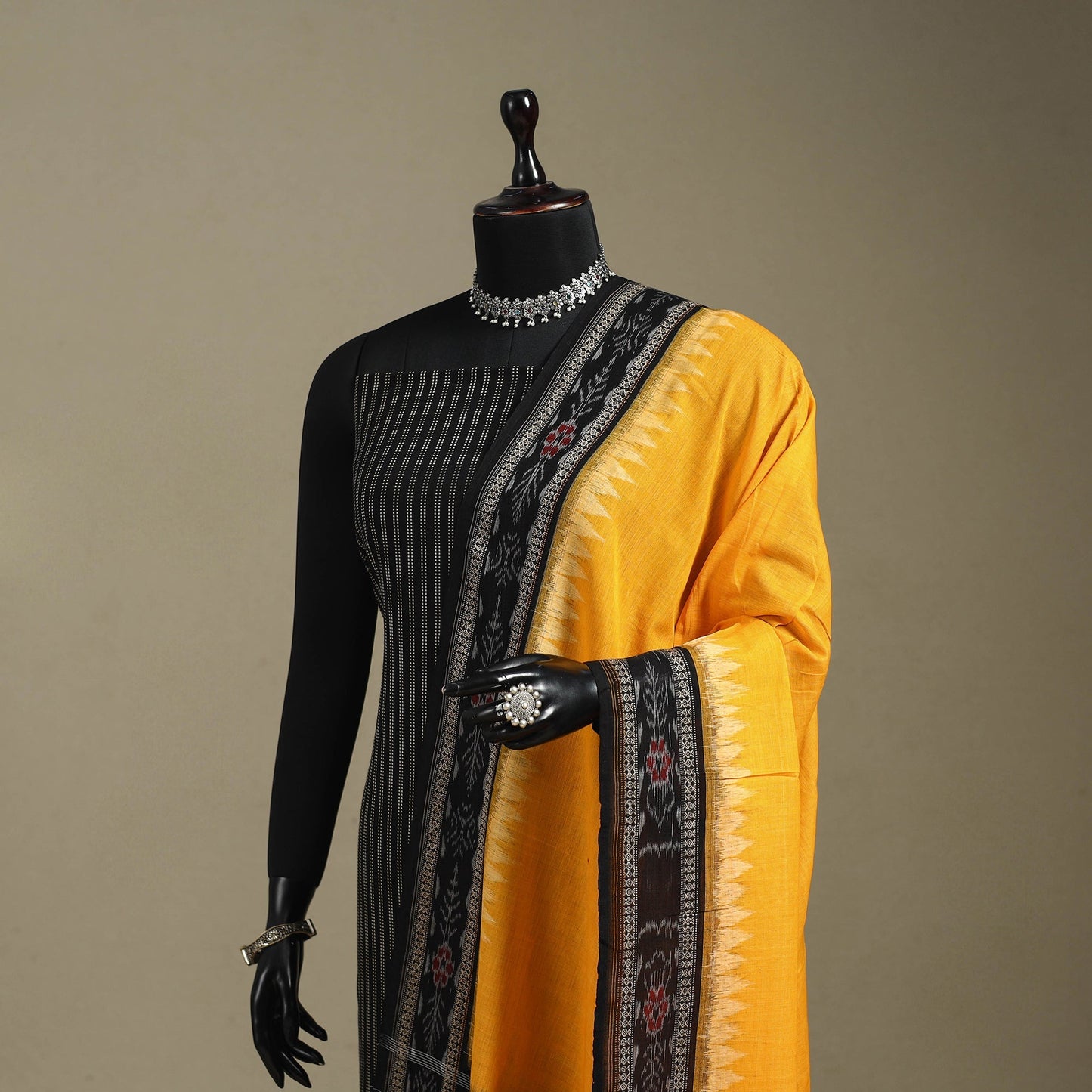 Orange - ikat handloom cotton sambalpuri dupatta 37