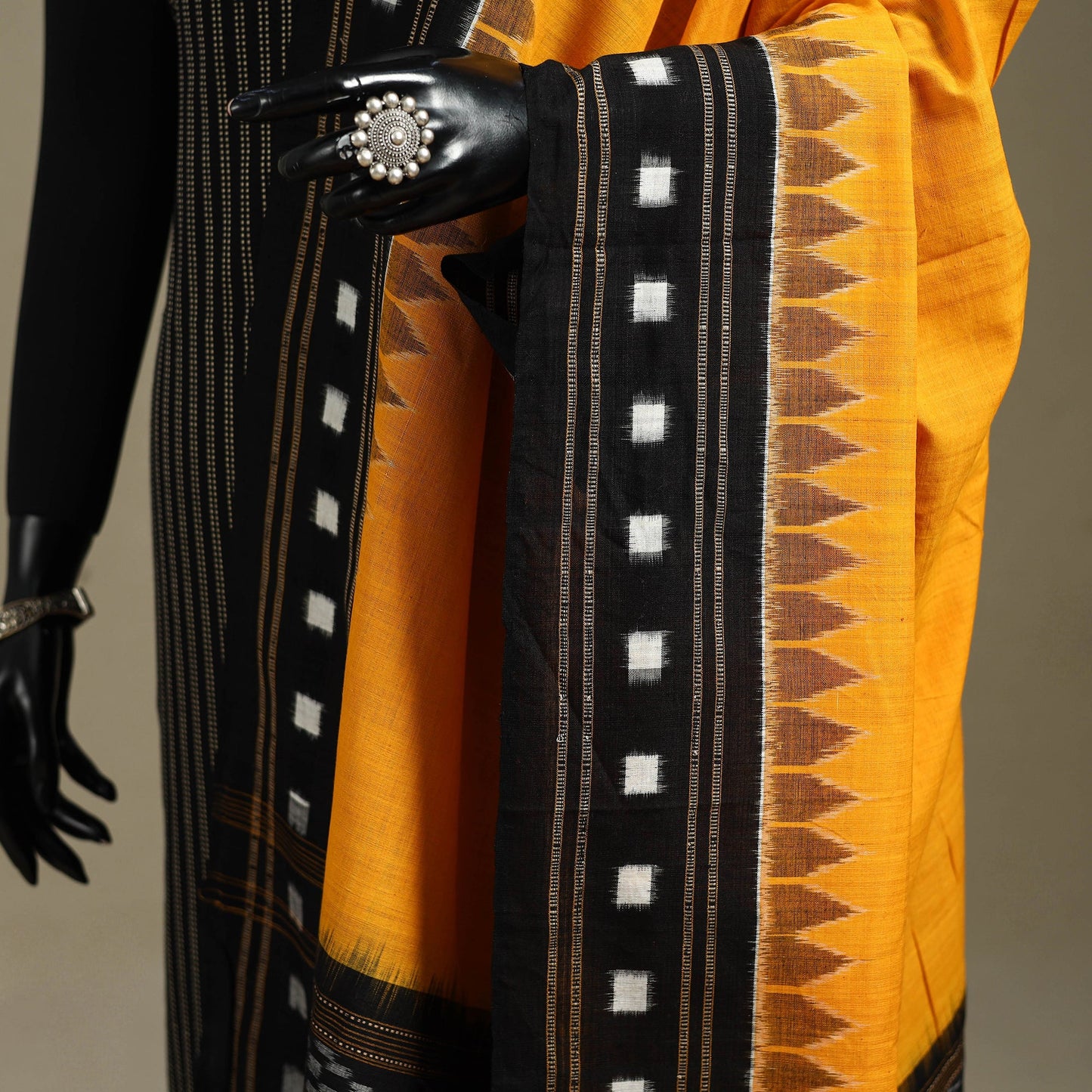 Yellow - ikat weave cotton sambalpuri dupatta 32