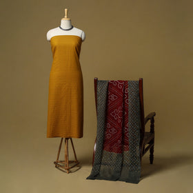 Jacquard cotton 2pc unstitched dress material with earrings