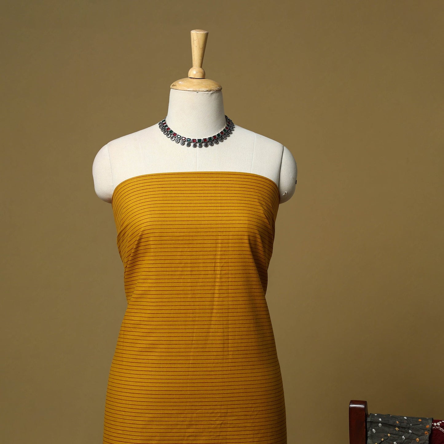 Jacquard cotton 2pc unstitched dress material with earrings
