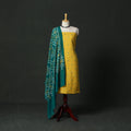 Jacquard cotton 2pc unstitched dress material with earrings