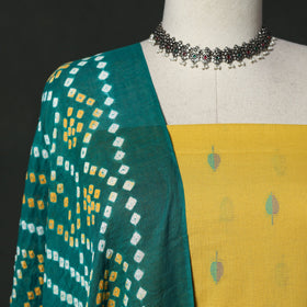 Jacquard cotton 2pc unstitched dress material with earrings
