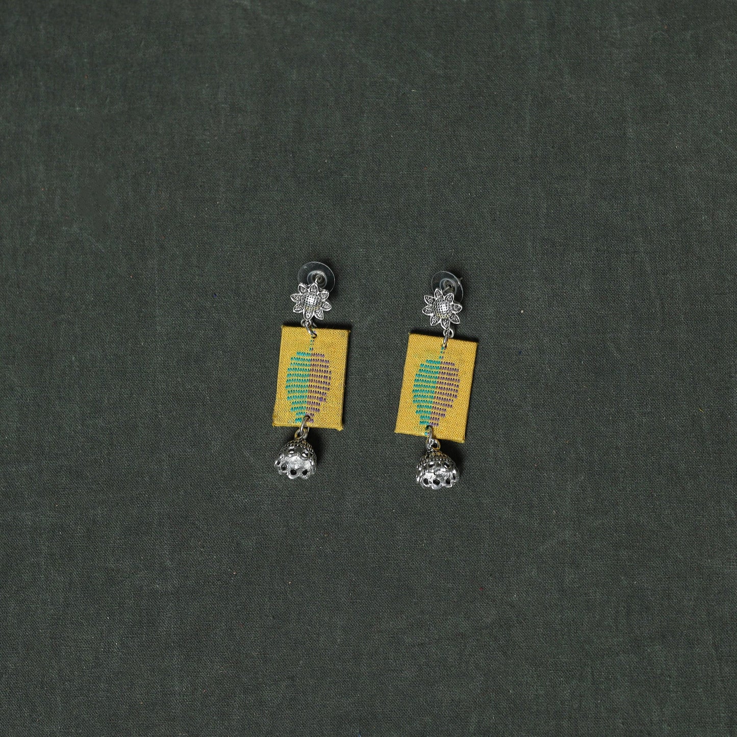Jacquard cotton 2pc unstitched dress material with earrings