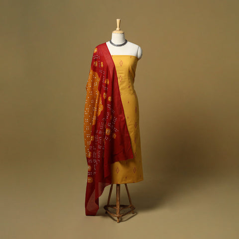 Jacquard cotton 2pc unstitched dress material with earrings